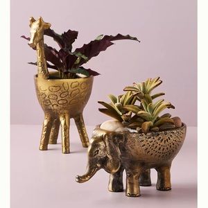 Anthropologie Gia Giraffe Gold Brass Planter